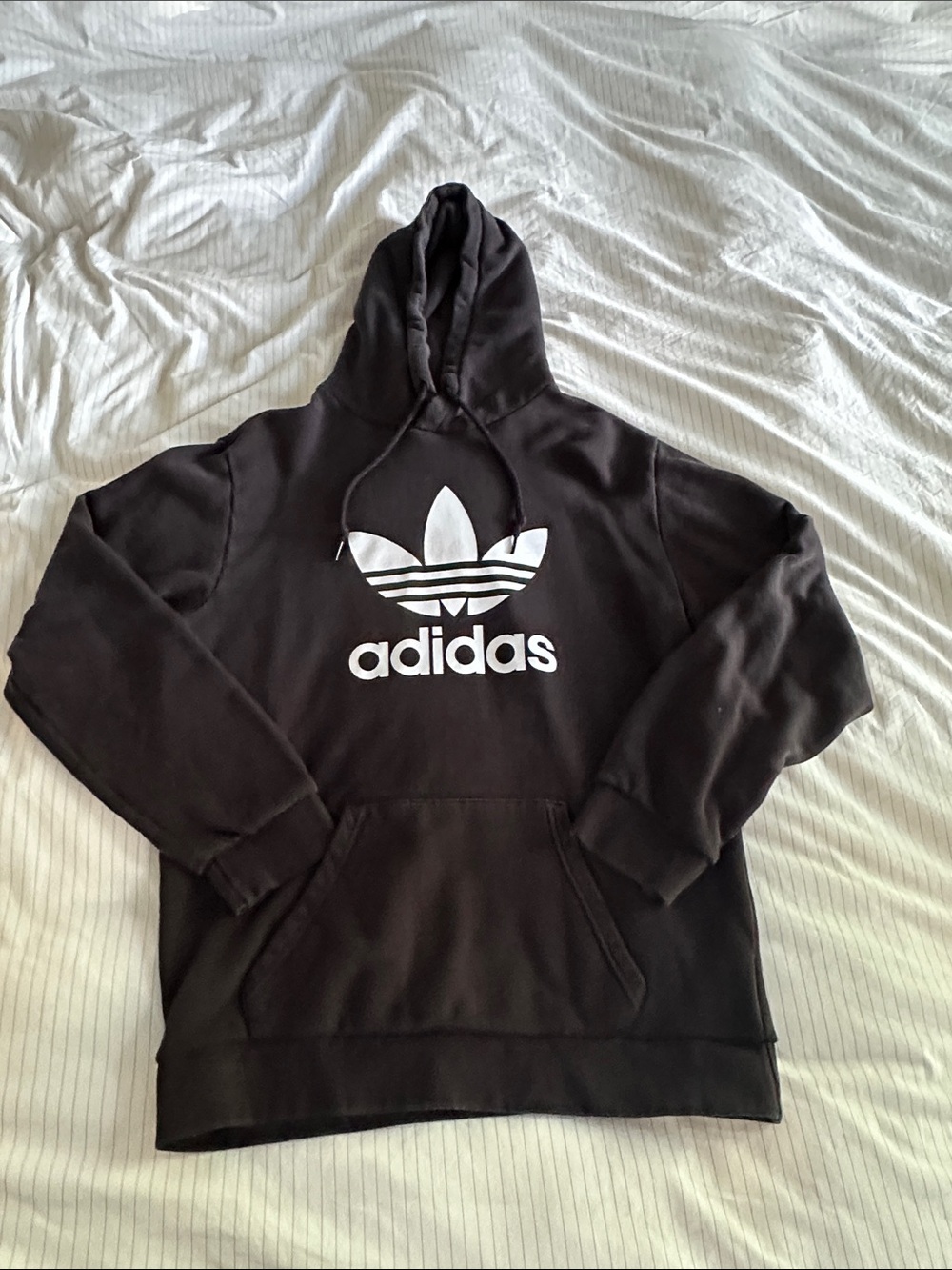 adidas - Black Hoodie with White Trefoil Logo - M